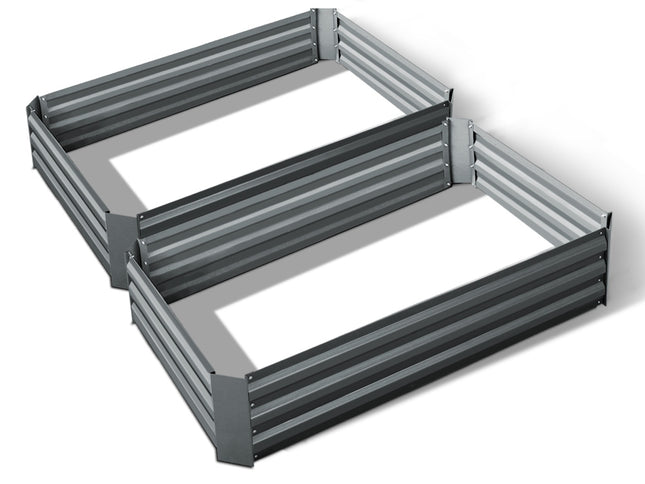 Green Fingers 2x Garden Bed 120x90cm Planter Box Raised Container Galvanised Herb