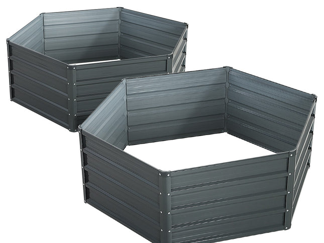 Green Fingers 2x Garden Bed 130x130x46cm Planter Box Raised Container Galvanised