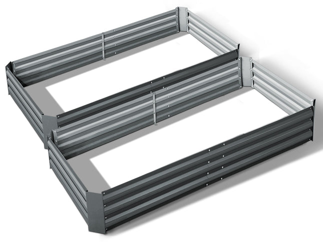 Green Fingers 2x Garden Bed 210x90cm Planter Box Raised Container Galvanised Herb