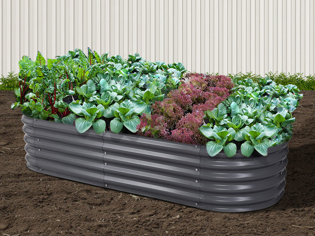 Green Fingers Garden Bed 160X80X42cm Oval Planter Box Raised Container Galvanised