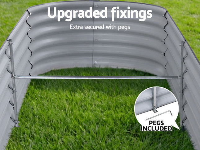 2x Raised Green Fingers Garden Bed 240X80X42cm Oval Planter Box Container Galvanised