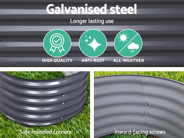 2x Green Fingers Raised Garden Bed 320X80X42cm Oval Planter Box Container Galvanised