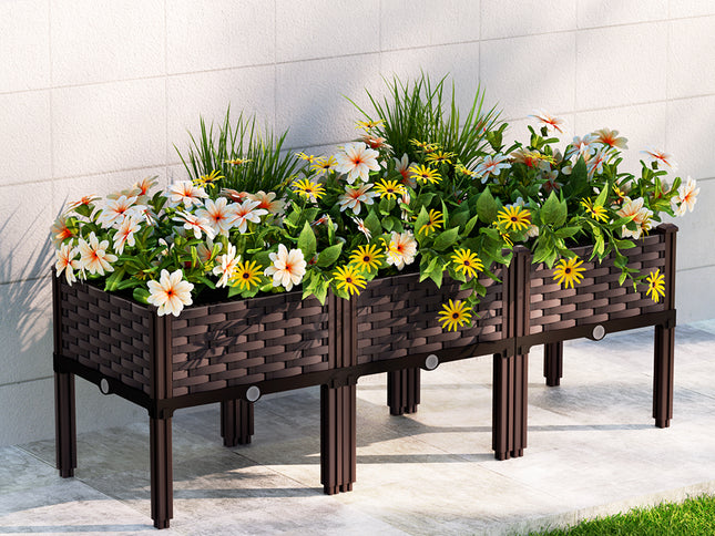 Green Fingers Garden Bed 120x40x36cm PP Planter Box Raised Container Growing Herb