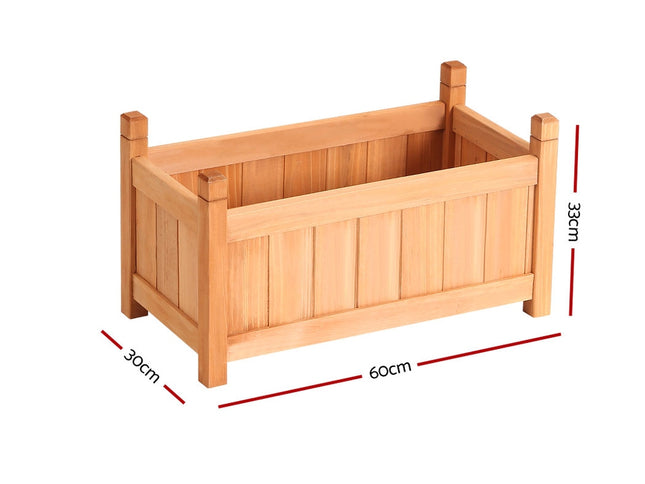 Green Fingers Garden Bed 60x30x33cm Wooden Planter Box Raised Container Growing
