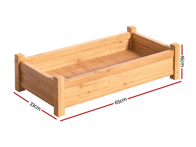 Green Fingers Garden Bed 65x33x16cm Wooden Planter Box Raised Container Growing