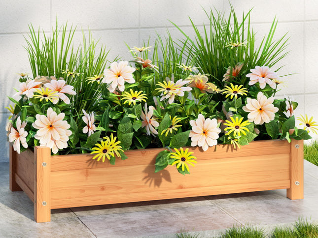 Green Fingers Garden Bed 65x33x16cm Wooden Planter Box Raised Container Growing