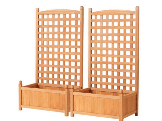 Green Fingers 2X Garden Bed Wooden 64x35x115cm Planter Raised Box Container Trellis