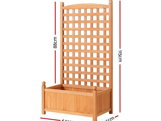 Green Fingers 2X Garden Bed Wooden 64x35x115cm Planter Raised Box Container Trellis