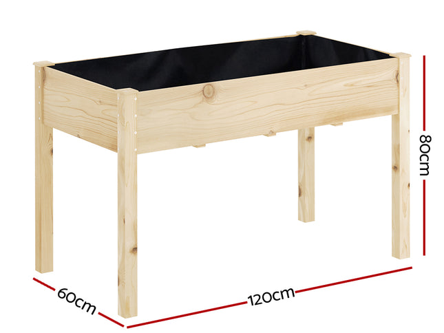 Green Fingers Garden Bed Elevated 120x60x80cm Wooden Planter Box Raised Container