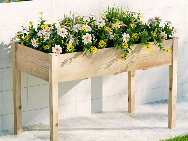Green Fingers Garden Bed Elevated 120x60x80cm Wooden Planter Box Raised Container