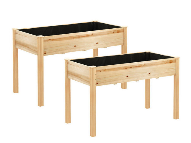 Green Fingers Raised Garden Bed 2x Elevated 120x60x80cm Wooden Planter Box Container