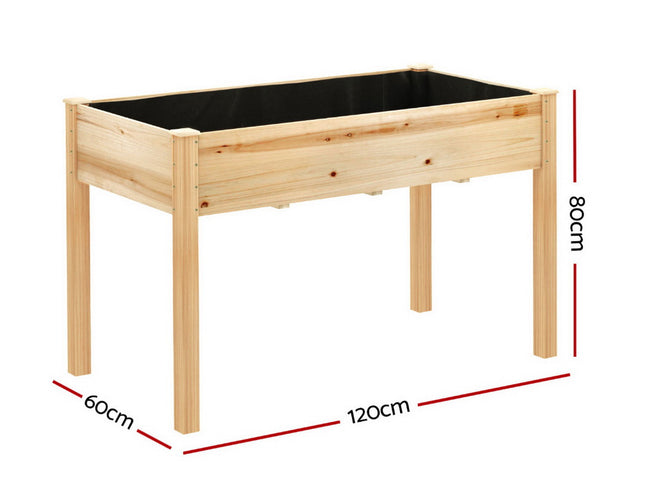 Green Fingers Raised Garden Bed 2x Elevated 120x60x80cm Wooden Planter Box Container
