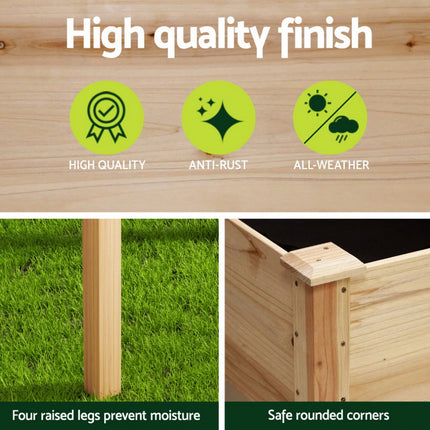 Green Fingers Raised Garden Bed 2x Elevated 120x60x80cm Wooden Planter Box Container
