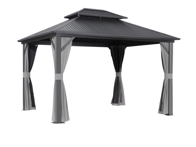 Instahut Gazebo 3x3.65m Canopy Outdoor Steel Frame Patio Tent Curtains Marquee Grey