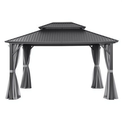 Instahut Gazebo 3x3.65m Canopy Outdoor Steel Frame Patio Tent Curtains Marquee Grey