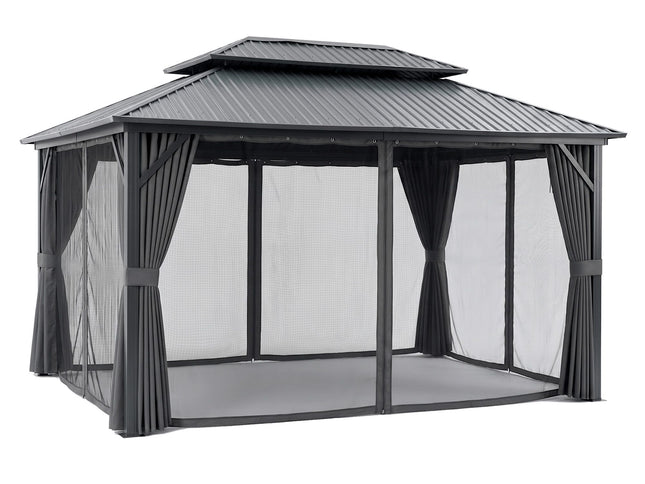 Instahut 3x4.25m Gazebo Hardtop Steel Roof Outdoor Pavilion