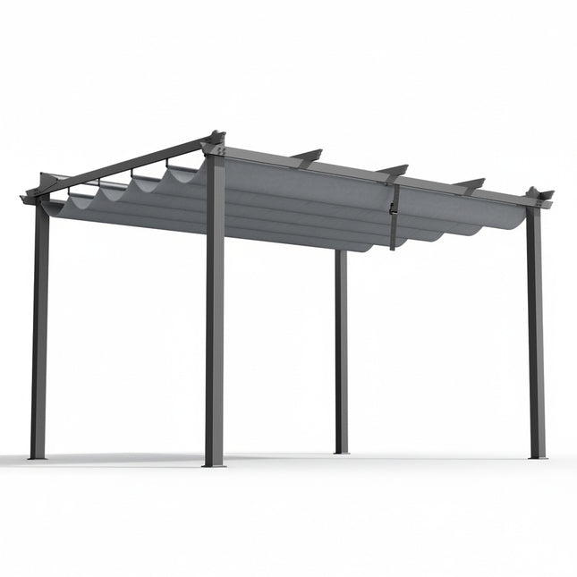 Instahut Gazebo Outdoor Garden Pergola Aluminium Frame Adjustable Canopy 3x4m Grey