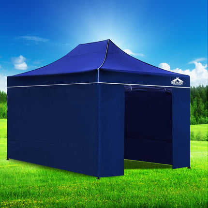 Instahut Gazebo 3x4.5 Pop Up Marquee Folding Tent Wedding Gazebos Camping Outdoor Shade Canopy Blue
