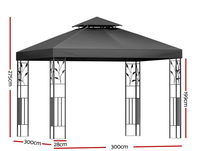 Instahut Gazebo 3x3m Marquee Outdoor Wedding Party Event Tent Home Iron Art Shade Grey