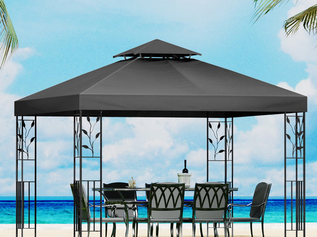 Instahut Gazebo 3x3m Marquee Outdoor Wedding Party Event Tent Home Iron Art Shade Grey