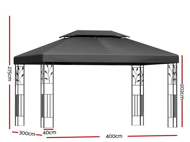 Instahut Gazebo 4x3m Marquee Outdoor Wedding Party Event Tent Home Iron Art Shade Grey