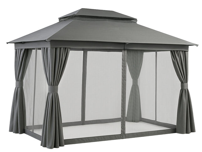 Instahut Gazebo 3x4m Canopy Outdoor Steel Frame Patio Tent Curtains Marquee Grey