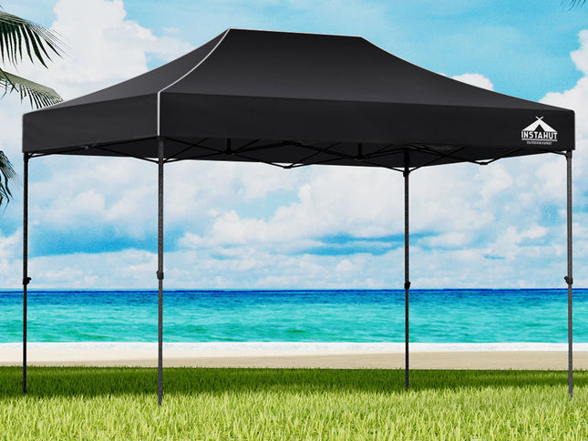 Instahut Gazebo Pop Up Marquee 3x4.5 Folding Tent 500D Wedding Camping Black