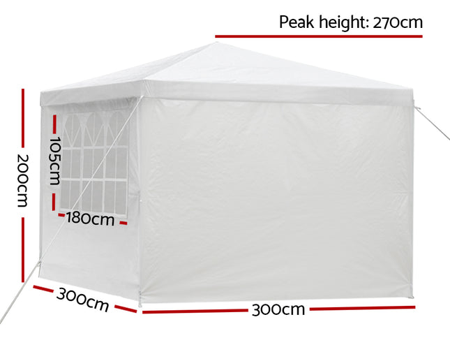 Instahut Gazebo 3x3m Marquee Wedding Party Tent Outdoor Camping Side Wall Canopy Window Panel White