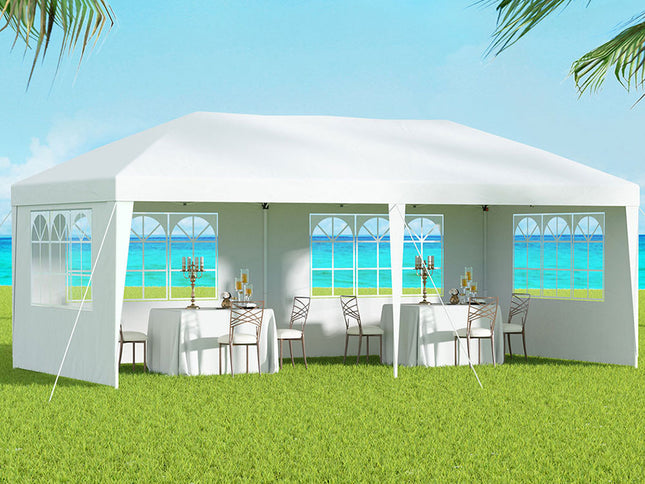 Instahut Gazebo Pop Up Marquee 3x6m Wedding Party Outdoor Camping Tent Canopy Side Wall White