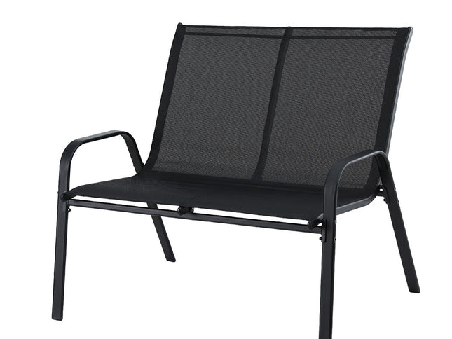 Gardeon Garden Bench Seat Steel Outdoor Patio Park Lounge Backyard Chair Black