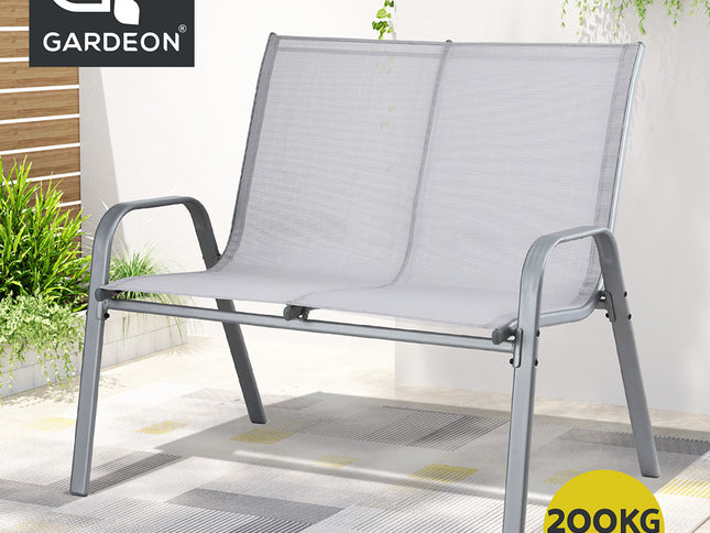 Gardeon Garden Bench Seat Steel Outdoor Patio Park Lounge Backyard Chair Grey