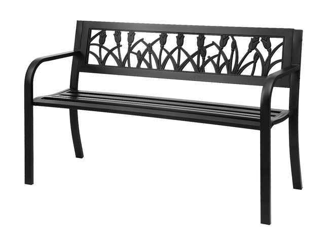 Gardeon Outdoor Garden Bench Seat Outdoor Furniture Steel 2 Seater Park Black