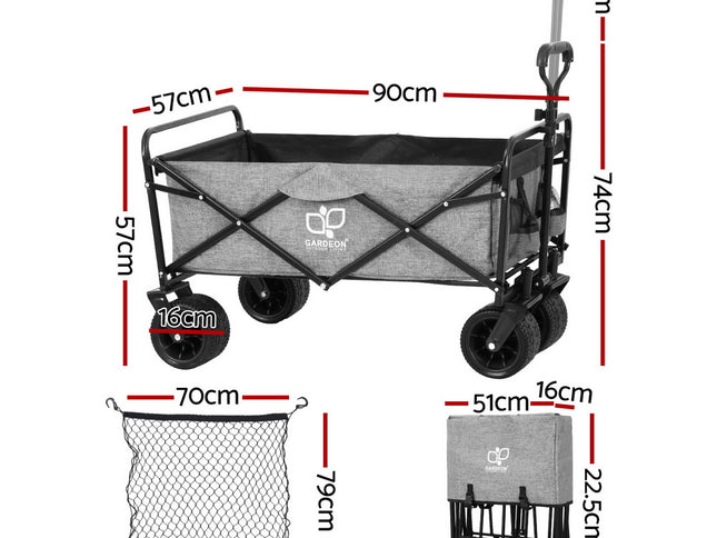 Gardeon Garden Cart with Cargo Net Grey