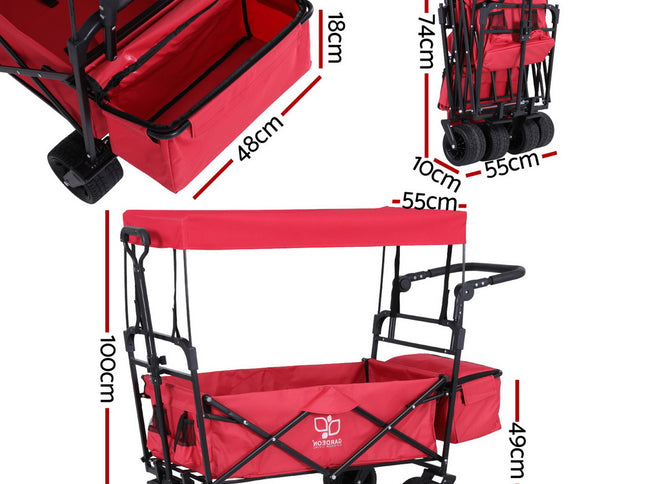 Gardeon Garden Cart with Removable Canopy Red