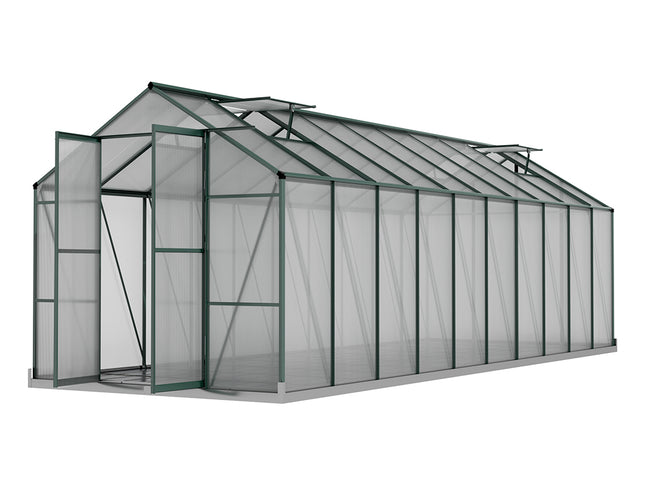 Green Fingers Greenhouse 6.3x2.44x2.1M Aluminium Polycarbonate Green House Garden Shed