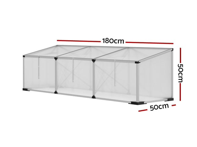 Green Fingers Greenhouse 180x50x50CM Cold Frame Plant Grow Aluminium Polycarbonate Green House