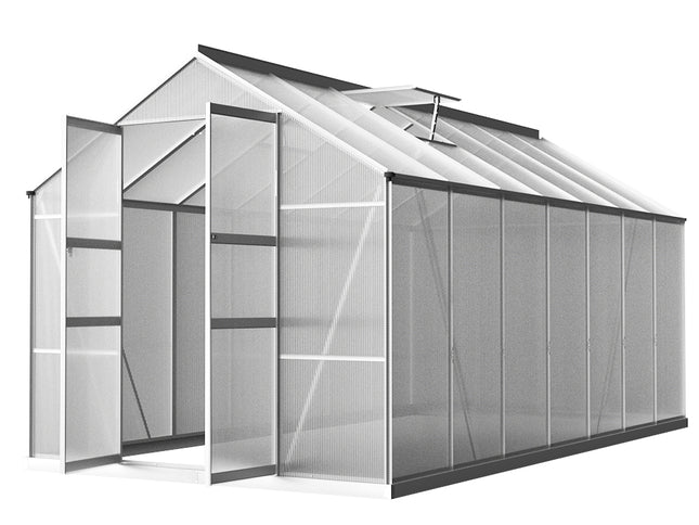 Green Fingers Greenhouse 4.1x2.5x2.26M Double Doors Aluminium Green House Garden Shed
