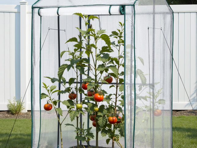 Green Fingers Mini Greenhouse PE Cover Green House Roll-Up Zippered Door 1.0x0.8x1.5M