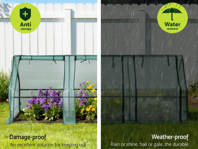 Green Fingers Mini Greenhouse 240x90x90cm Steel Frame PE Cover Outdoor Shelter