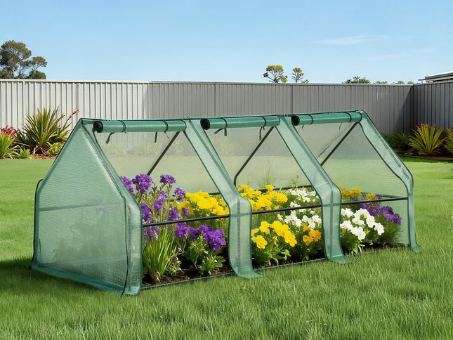 Green Fingers Mini Greenhouse 240x90x90cm Steel Frame PE Cover Outdoor Shelter