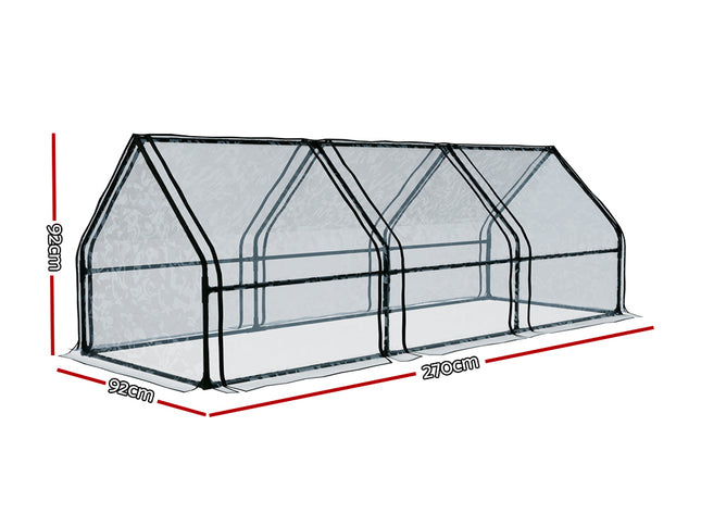 Green Fingers Greenhouse 2.7x0.9x0.9M Mini Green House Raised Garden Bed Planter Box