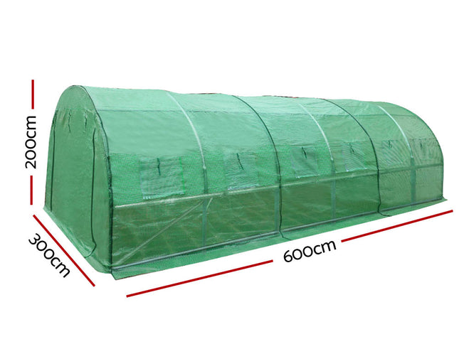 Green Fingers Greenhouse 6x3x2M Walk in Green House Tunnel Plant Garden Shed Dome