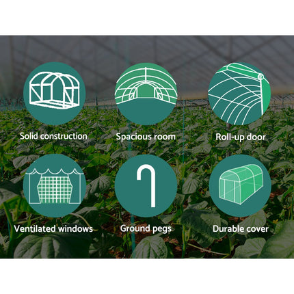 Green Fingers Greenhouse 6x3x2M Walk in Green House Tunnel Plant Garden Shed Dome