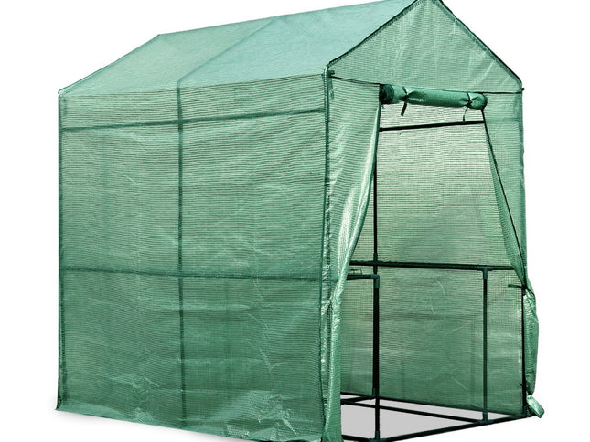 Green Fingers Greenhouse 1.2x1.9x1.9M Walk in Green House Tunnel Plant Garden Shed 4 Shelves