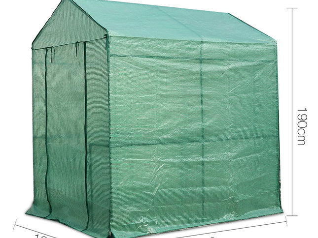 Green Fingers Greenhouse 1.2x1.9x1.9M Walk in Green House Tunnel Plant Garden Shed 4 Shelves