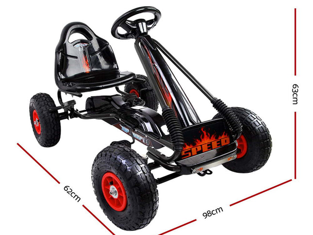 Rigo Kids Pedal Go Kart Ride On Toys Racing Car Rubber Tyre Black