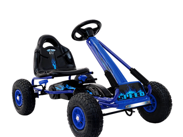 Rigo Kids Pedal Go Kart Ride On Toys Racing Car Rubber Tyre Blue