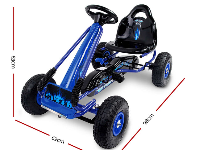 Rigo Kids Pedal Go Kart Ride On Toys Racing Car Rubber Tyre Blue
