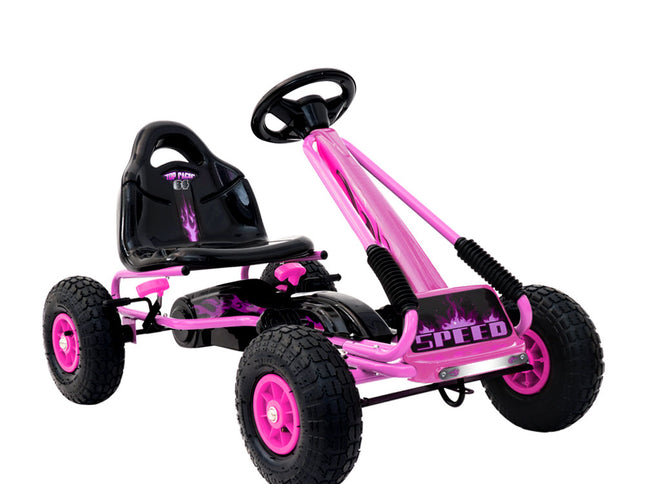 Rigo Kids Pedal Go Kart Ride On Toys Racing Car Rubber Tyre Pink