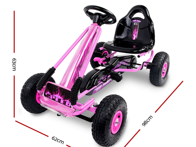 Rigo Kids Pedal Go Kart Ride On Toys Racing Car Rubber Tyre Pink